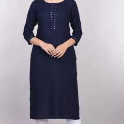 Women Solid Viscose Rayon Straight Kurta-image-24