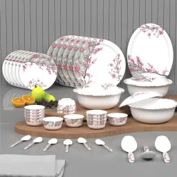Pack of 40 Melamin Piccolo Rouge Blush Round Designer Crockery Dinner Set-5