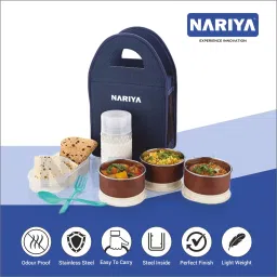 nariya NEW LUNCHBOX SET WITH 3 CONTAINER 1 BOTTLE SPOON SET AND CASSEROLE 3 Containers Lunch Box image 5