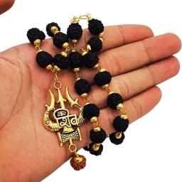 Shiv Mahakal Rudraksha Mala for Men and Women Beads Gold-plated Plated Brass, Wood Necklace-image-12