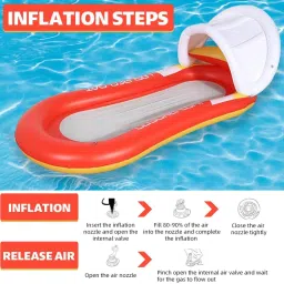 water fountain Inflatable Pool Lounger Sun Visor Headrest Floating Bed Inflatable Swimming Mats image 3