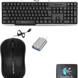 Mophonics Wired K20 Keyboard, Mouse, Mouse Pad, C-OTG (Set of 4) Combo Set-26