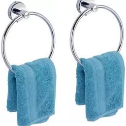 Stainless Steel Round Towel Ring for Bathroom/Napkin-Towel Hanger- Pack of 2 SILVER Towel Holder-image-26