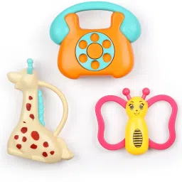 Colorful Plastic Non Toxic, BPA Free, Set of 3 Rattles And Teethers for Babies Rattle-2
