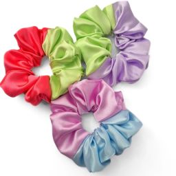 Set of 3 dual tone satin scrunchies for women & girls, DUO-G Rubber Band-image-91
