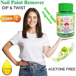 The formula is Acetone- free, contains Vitamin E & Vitamin C and will not dry or damage your nails. PREMIUM QUALITY Dip & Twist Instant Nail Paint Remover with GREEN APPLE: - Acetone Free, Enriched with Vitamin C or Vitamin E. (PACK OF 1)-18