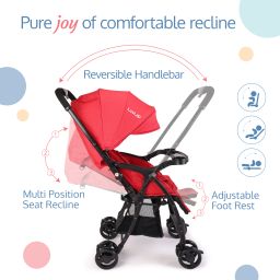 luvlap Spark Baby Stroller/Pram with 5 Point Safety Harness, Reversible Handle bar, Looking Window, Multi Level Recline & Adjustable footrest, Extendable Canopy, for Babies 0-3 Years Twin Strollers & Prams image 2