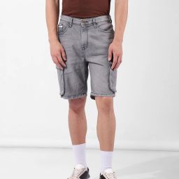 Self Design Men Grey Denim Shorts-image-23