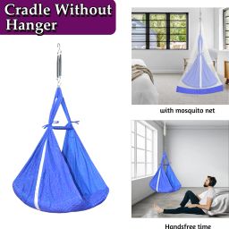 vparents Infant baby Swing cradle with Mosquito net and spring (Dark Blue) image 2