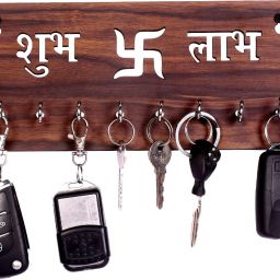 Subh Labh Swastik Temple keys hangger wood key holder Wood Key Holder-image-39