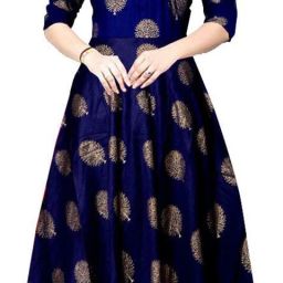 Printed Rayon Blend Semi Stitched Anarkali Gown-image-49