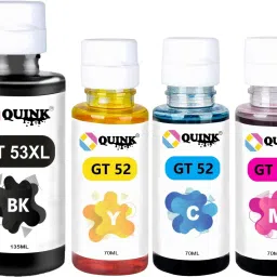 QUINK GT 52 & GT 53XL Ink For HP 5810,5811,5820,5821,310,315,316,319,410,415,416,419 Black + Tri Color Combo Pack Ink Bottle-14