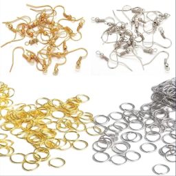 100 Pcs Gold & Silver Earring Hooks + 100 Pcs Jump Rings Set-image-4