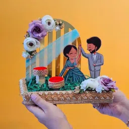 1 Pcs Handcrafted Engagement Ring Holder for Wedding, Bride-Groom Ceremony Wood Decorative Platter-20