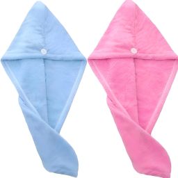 2 Pcs Absorbent Hair-Drying Magic Hair Warp Towel Drying Microfiber Bath Towel-image-0