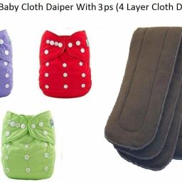 Quirk Reusable New Born Infant Baby Cotton Cloth Diaper Washable Adjustable 3 Cloth Diapers with 3 Wet Free Inserts liners pads-image-18