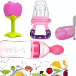 BPA Free Veggie Fruit Feed Nibbler Juicer, Baby Food Dispensing Spoon Bottle Teether and Feeder-14