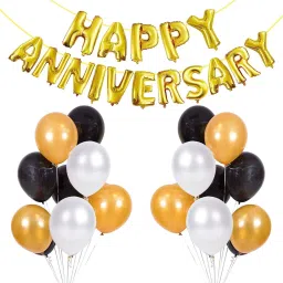 Solid Happy Anniversary Letter with Metallic Balloons Combo Balloon-21