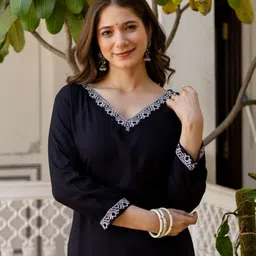 surhi Women Embroidered Viscose Rayon Straight Kurta-picture-32