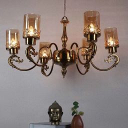 Vionex Gold Iron Chandelier | E27 holder | without Bulb | Eliante by Jainsons Lights-picture-6