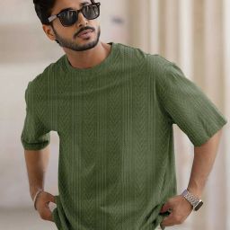 Men Solid Round Neck Polyester Green T-Shirt-image-39