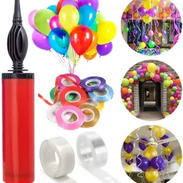 Solid Decorating Garland -1Tape Strip,1Glue dot,1 Pump, 4 Ribbon Balloon Bouquet-14
