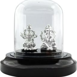 999 Pure Silver Beautiful Laxmi-Ganesh with Acrylic Base Idol/Statue/Murti . Decorative Showpiece-50 cm-image-44