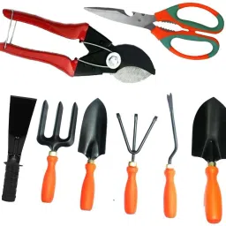 Garden Tool sets combo pack of 8 pcs ( Garden Tool Kit with Double cut, Multipurposes Scissor for garden & kitchen and Khurpa 2 Inches ) Garden Tool Kit-image-52