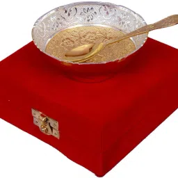 Silver and Gold Plated Metal Bowl Set Bowl, Spoon Serving Set-picture-24
