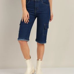 Women Blue Capri-image-1