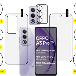 MOBKAVACH Front and Back Tempered Glass for OPPO A3 PRO 5G WITH CAMERA LENS PROTECTOR image 2