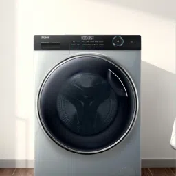 haier 8 kg Super Drum 525, Puri steam & Refresh Fully Automatic Front Load with In-built Heater Grey image 3