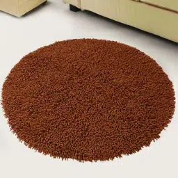 saral home Brown Solid Cotton 35x35 Inches AntiSkid Bath Mat-picture-39