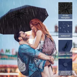 xbey Windproof Collapsible 10 RIBS Auto Open & Close Folding Umbrella Umbrella image 5