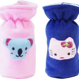 Soft Plush Stretchable Baby Feeding Bottle Cover Easy to Hold Strap With Cute Animated Cartoon|Suitable for 60-125 Ml Feeding Bottle(Dark Blue-Light Pink)-image-31