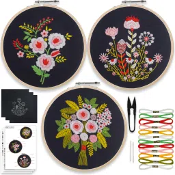 Combo of 3 Full DIY Hand Embroidery Kits for Beginners | Needle Stitch Kit-image-70