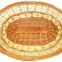 aleena creations Bamboo Oval Side Handle Tawi Cane Wicker Baskets Multipurpose Uses (Size_14x10 in) Storage Basket image 4