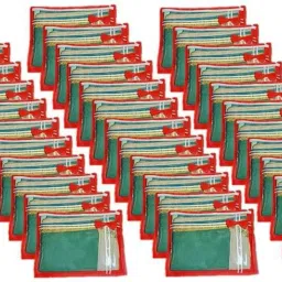 Tiarakrafts Single saree cover/suit cover wardrobe organizer set of 36 pieces RED Poly-canvas Laundry Bag-picture-16