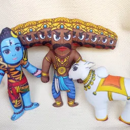 SHIV NANDI WITH RAVAN STUFF TOY - 7 inch-image-8