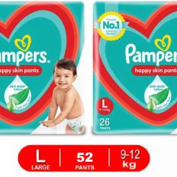 Large size baby diapers 26+26=52 peace, Lotion with Aloe Vera pack of (26+26=52) - L-17