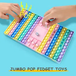 pluspoint Big Size Pop Game Fidget Toy, Silicone Bubble Rainbow Chess Board Push Popping Sound Popper Sensory Toys for Parent Child, Interactive Jumbo Stress Anxiety Relief Toy Play with Friends (Random color) (Rectangle) image 2