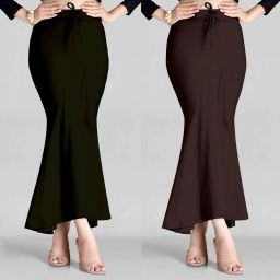 ALYNE COMBO-FISHTAIL-BROWN-BLACK Lycra Blend Petticoat-image-63