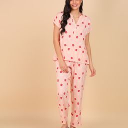 asami Women Night Suit Set Pink Printed-picture-11