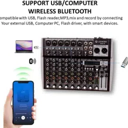 adiohub 8 Channel Professional Mixer Console 6 XLR + 2 Mono,2 XLR Output,2 Aux Input Powered Sound Mixer image 4