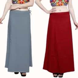 Maa sharda garments Grey and maroon Cotton petticoat for women saree free size Cotton Blend Petticoat-image-2