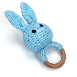 Crochet Bunny Rabbit Rattle, Amigurumi Rattle cum teether, Crochet Rattle toys Rattle-17