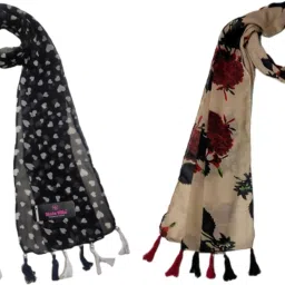 Printed Chiffon Women Multicolor Scarf, Stole, Fancy Scarf-image-69