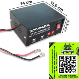 techsupreme 12V DC to 220 AC Converter with Dual USB & Double Socket Power output up to 200W Square Wave Inverter image 4