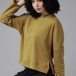 Casual Extended Sleeves Solid Women Green Top-19