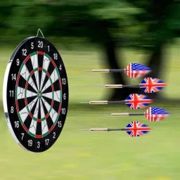 crazybuy Double Sided Dart Board Game - with 4 Darts - Size 12 inch 10 cm Dart Board image 2